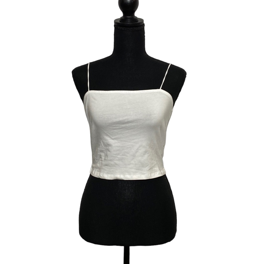 NWT White Spaghetti Strap Crop Top L